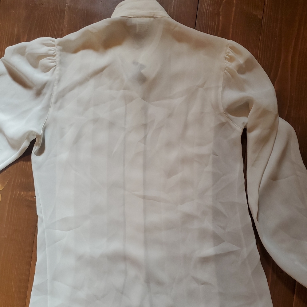 Vintage Nicola Blouse Size 4 Classic Semi-sheer Cream Ivory Button - Picture 8 of 8